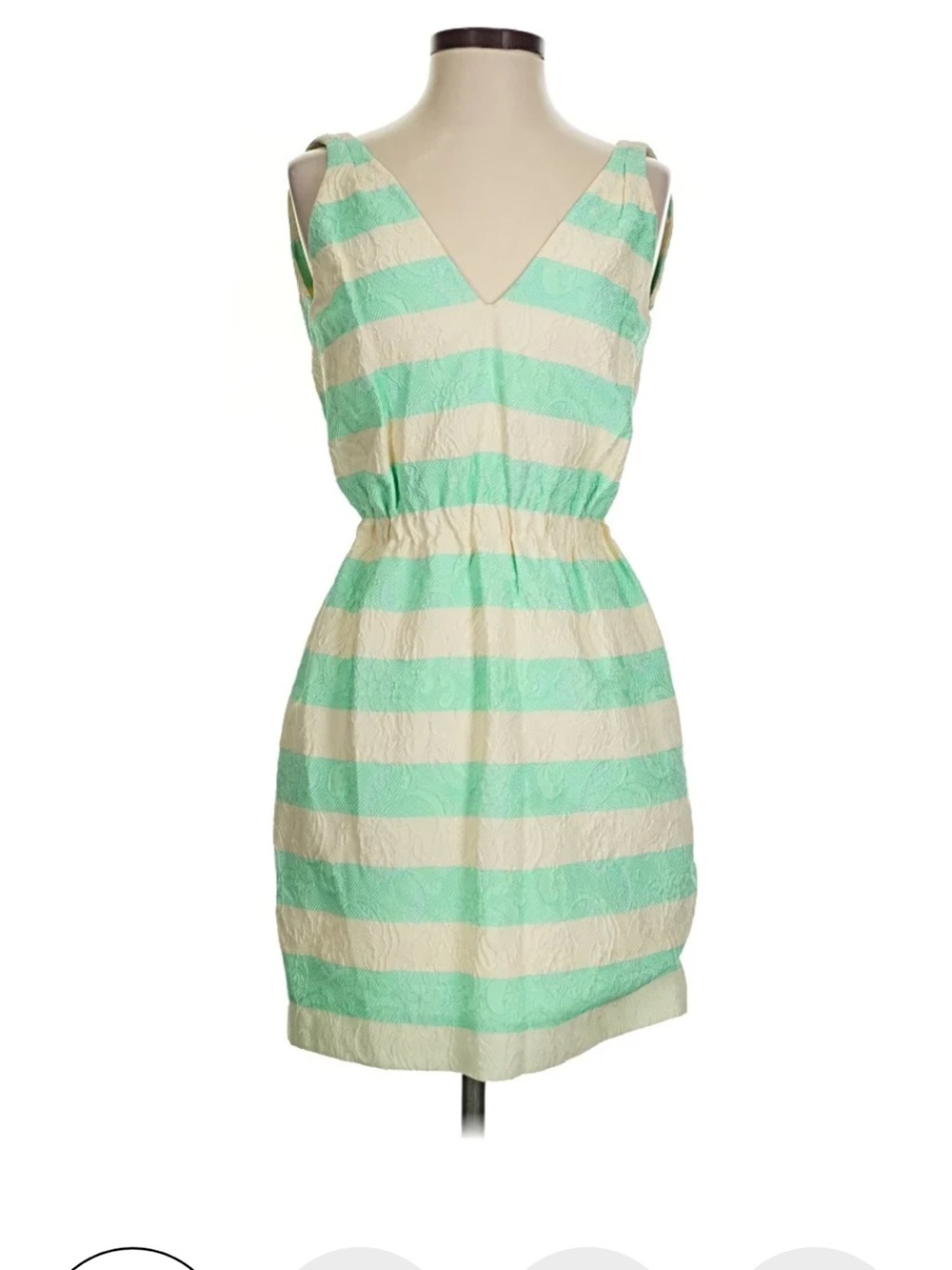 THAKOON Casual Striped V-Neck Summer Dress in Mint and White